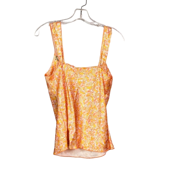 Eyeshadow Vintage Y2K Silky Feel Orange Lace Trim Floral Babygirl Camisole L - Picture 10 of 16